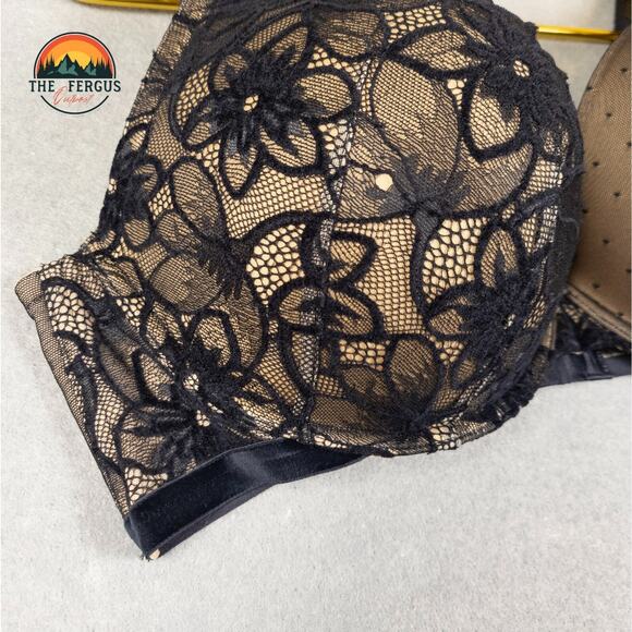 NWT Torrid Push-Up Bra Black XO Plunge Cozy Lace Straight Back Women's Size 44DD - Picture 3 of 9